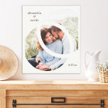 Toile Moderne tendance 2 Cercle Photo Cadre Mariage Date<br><div class="desc">Cadre photo mariage de couple moderne et tendance 2 cercles date toile tendue art murale. Cela fait une belle idée cadeau mariage ou anniversaire</div>