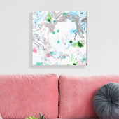 Toile Moderne tendance Art Abstrait rose bleu vert blanc (Insitu(Salon))