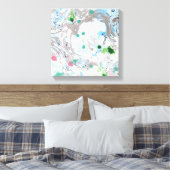 Toile Moderne tendance Art Abstrait rose bleu vert blanc (Insitu(Chambre))