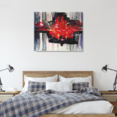 Toile Moderne Unique Vibrant Rouge et Noir Art Abstrait (Insitu(Chambre))