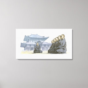 Toile Moines de bouddhiste zen se mettant à genoux en