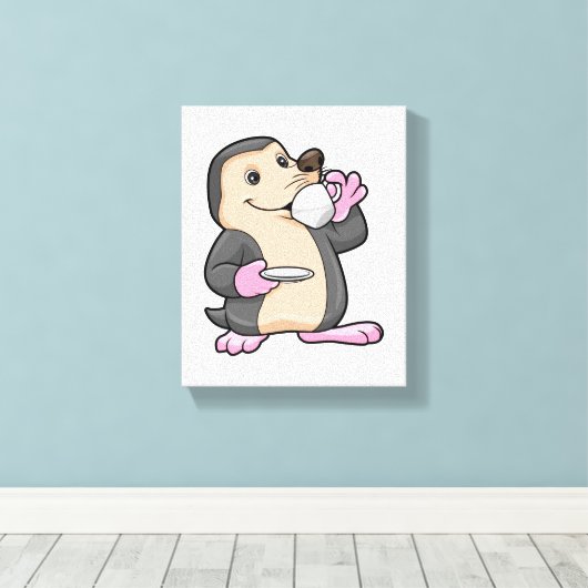 Toile Mole avec coupe de café et soucoupe (Insitu (Plancher de Bois))