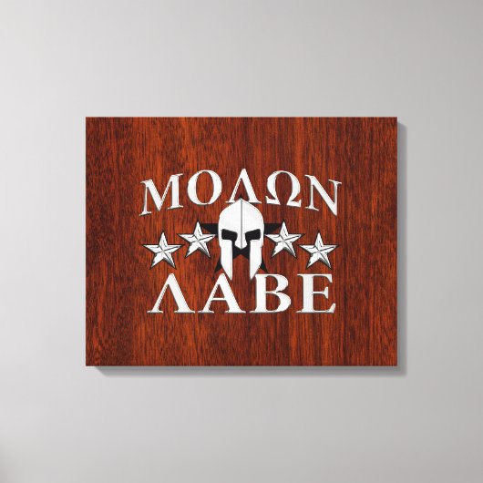 Toile Molon Labe Casque guerrier spartiate en acajou (Recto)
