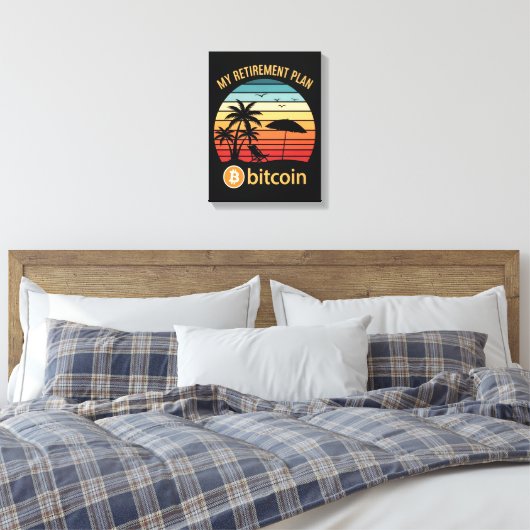 Toile Mon Plan de Retraite Bitcoin Plage Coucher de Sole (Insitu(Chambre))