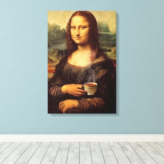 Toile Mona Lisa avec thé chaud Leonardo da Vinci (Insitu (Plancher de Bois))