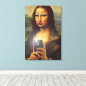 Toile Mona Lisa fait un drôle de visage avec maquillage  (Insitu (Plancher de Bois))