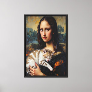 Toile Mona Lisa Holding Chat Canvas Art Imprimer