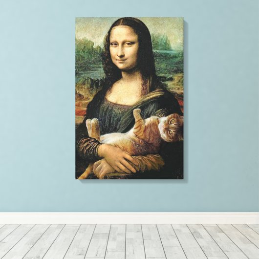 Toile Mona Lisa tenant son chat Leonardo da Vinci (Insitu (Plancher de Bois))