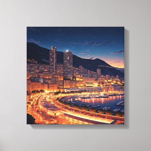 Toile Monaco Monte Carlo la nuit (Recto)