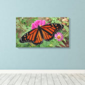 Toile Monarque avec ailes sur Pink Zinnia (Insitu (Plancher de Bois))