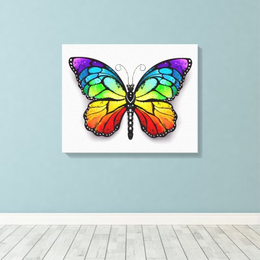 Toile Monarque papillon arc-en-ciel (Insitu (Plancher de Bois))