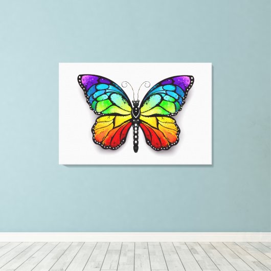 Toile Monarque papillon arc-en-ciel (Insitu (Plancher de Bois))