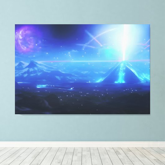 Toile Monde extraterrestre | Ville de pyramide futuriste (Insitu (Plancher de Bois))