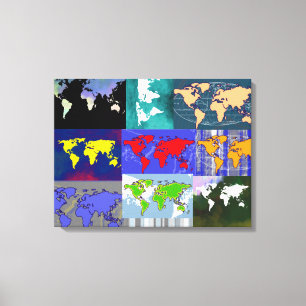 Toile monde mixte coloré . monde art