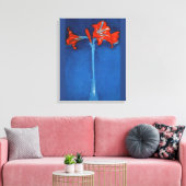 Toile Mondrian - Amaryllis sur Arrière - plan bleu (Insitu(Salon))