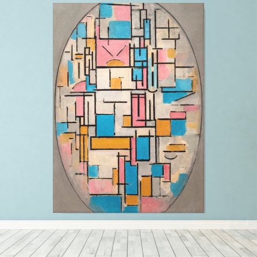 TOILE MONDRIAN - COMP. EN OVAL AVEC PLANES DE COULEUR 1 (Insitu (Plancher de Bois))
