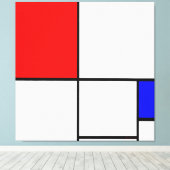 Toile MONDRIAN - COMPOSITION A avec ROUGE et BLEU - 1932 (Insitu (Plancher de Bois))