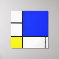 MONDRIAN - COMPOSITION AVEC BLEUE, BLANC et JAUNE