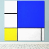 Toile MONDRIAN - COMPOSITION AVEC BLEUE, BLANC et JAUNE (Insitu (Plancher de Bois))