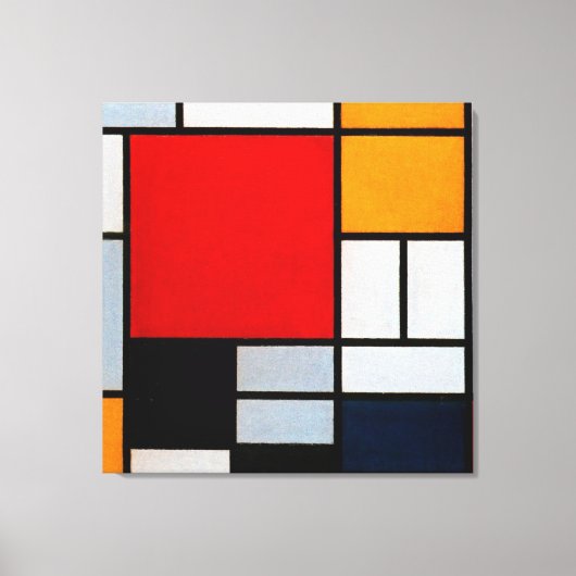 Toile Mondrian - Composition avec grand rouge (Recto)
