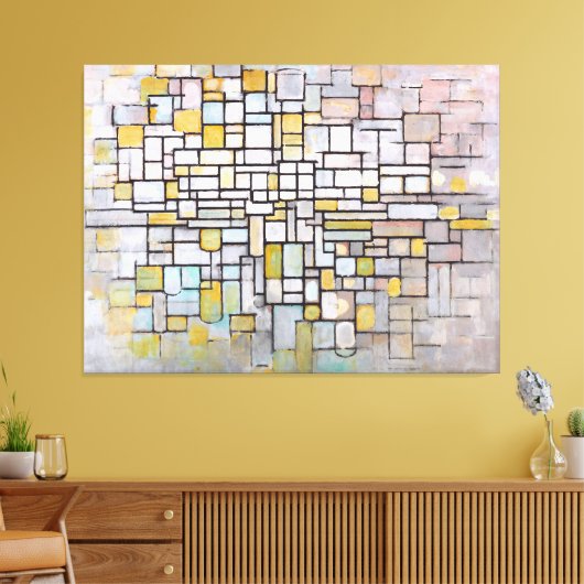 TOILE MONDRIAN - COMPOSITION EN BLEU, GRIS & ROSE - 1913 (Insitu(Salon))