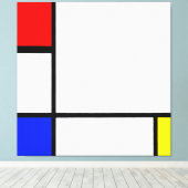 Toile MONDRIAN - COMPOSITION IV avec ROUGE, BLEU & JAUNE (Insitu (Plancher de Bois))