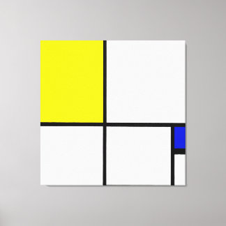 Toile MONDRIAN - COMPOSITION No II avec JAUNE et BLEU