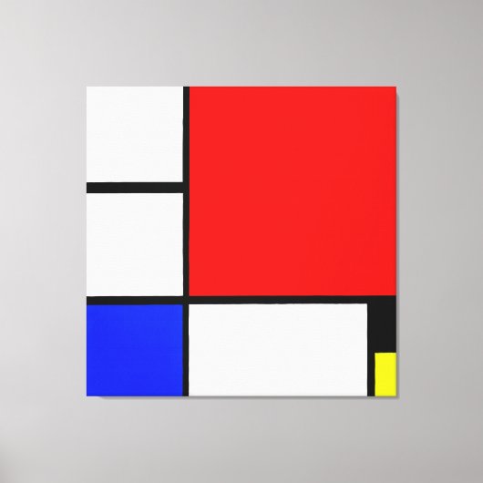 Toile MONDRIAN - COMPOSITION No II avec ROUGE BLEU JAUNE (Recto)