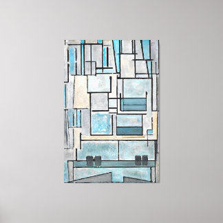 TOILE MONDRIAN - COMPOSITION VI - 9 - FAÇADE BLEU -1914