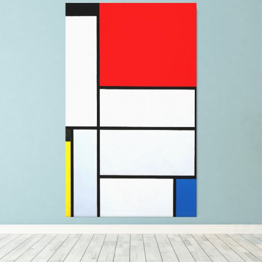 Toile MONDRIAN - TABLEAU I - Comp. avec grand plan rouge (Insitu (Plancher de Bois))