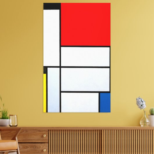 Toile MONDRIAN - TABLEAU I - Comp. avec grand plan rouge (Insitu(Salon))