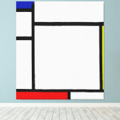Toile MONDRIEN - COMPOSITION AVEC BLEU, JAUNE et ROUGE (Insitu (Plancher de Bois))