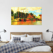 Toile Monet - Bateaux à Zaandam, célèbre peinture (Insitu(Chambre))