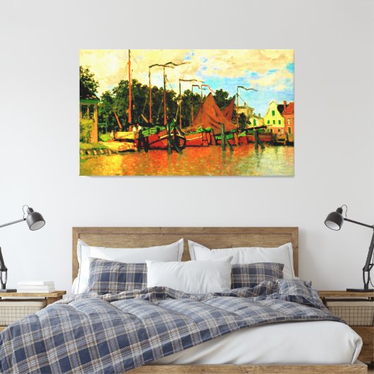 Toile Monet - Bateaux à Zaandam, célèbre peinture (Insitu(Chambre))