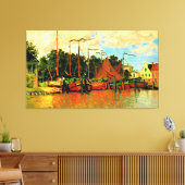 Toile Monet - Bateaux à Zaandam, célèbre peinture (Insitu(Salon))