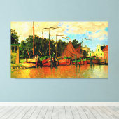 Toile Monet - Bateaux à Zaandam, célèbre peinture (Insitu (Plancher de Bois))