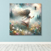 Toile Monet Girl avec Dandelion (Insitu (Plancher de Bois))