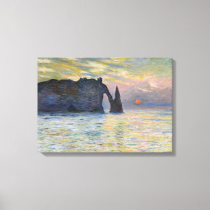 Toile Monet - Le Manneport, Falaise à Etretat, coucher d