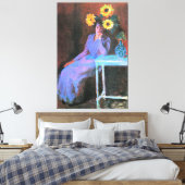 Toile Monet - Portrait de Suzanne Hoschede, Tournesols (Insitu(Chambre))
