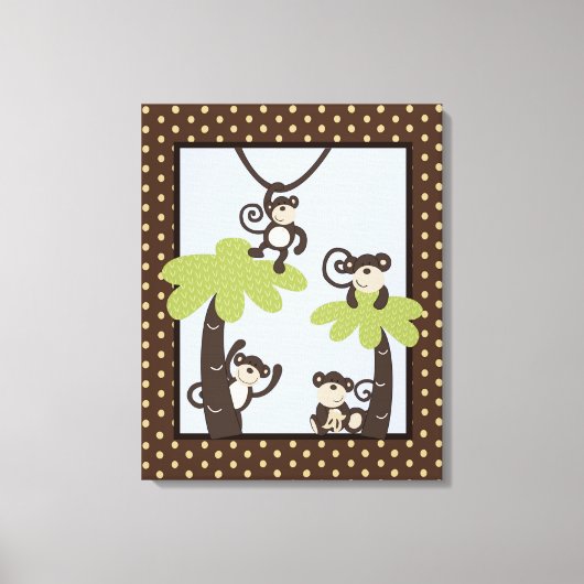 Toile Monkey Time Mod Singe 16x20 Canvas Nursery Art (Recto)