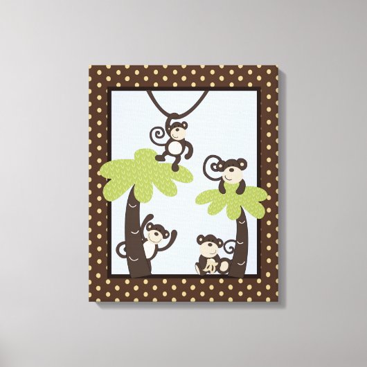 Toile Monkey Time Mod Singe 16x20 Canvas Nursery Art (Recto)