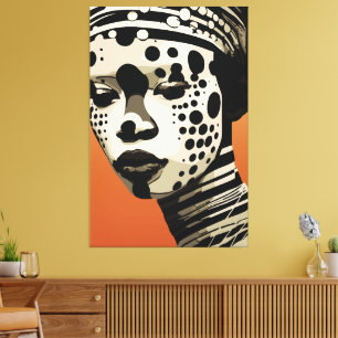 Toile Monochrome Tribal Woman Portrait Art