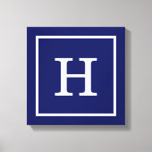Toile Monogram initial de la Navy Blue White Framed (Recto)