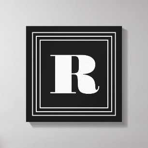 Toile Monogramme 3 cadres Noir et blanc