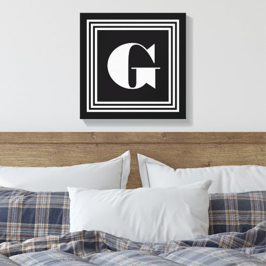 Toile Monogramme 3 trames en gras | Noir et blanc (Insitu(Chambre))