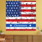 Toile Monogramme 4 juillet American Flag Nom patriotique (Insitu(Salon))