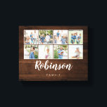 Toile Monogramme 8 Photo Famille Collage Bois rustique<br><div class="desc">Utilisez vos photos préférées pour faire un souvenir amusant pour décorer votre maison.</div>