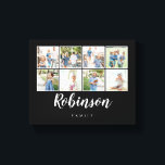 Toile Monogramme 8 Photo Famille Collage noir<br><div class="desc">Utilisez vos photos préférées pour faire un souvenir amusant pour décorer votre maison.</div>