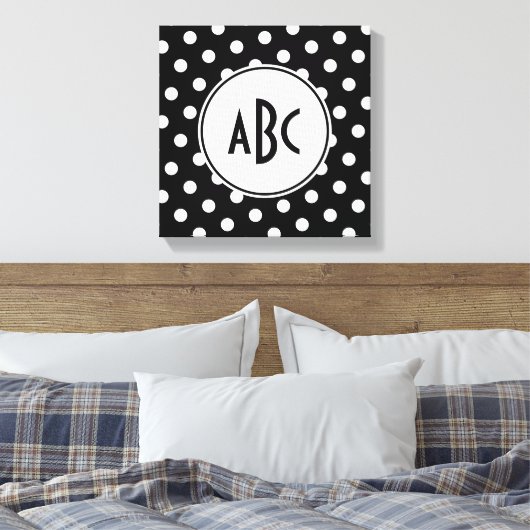 Toile Monogramme à points polka noirs et blancs (Insitu(Chambre))