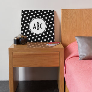 Toile Monogramme à pois noir et blanc